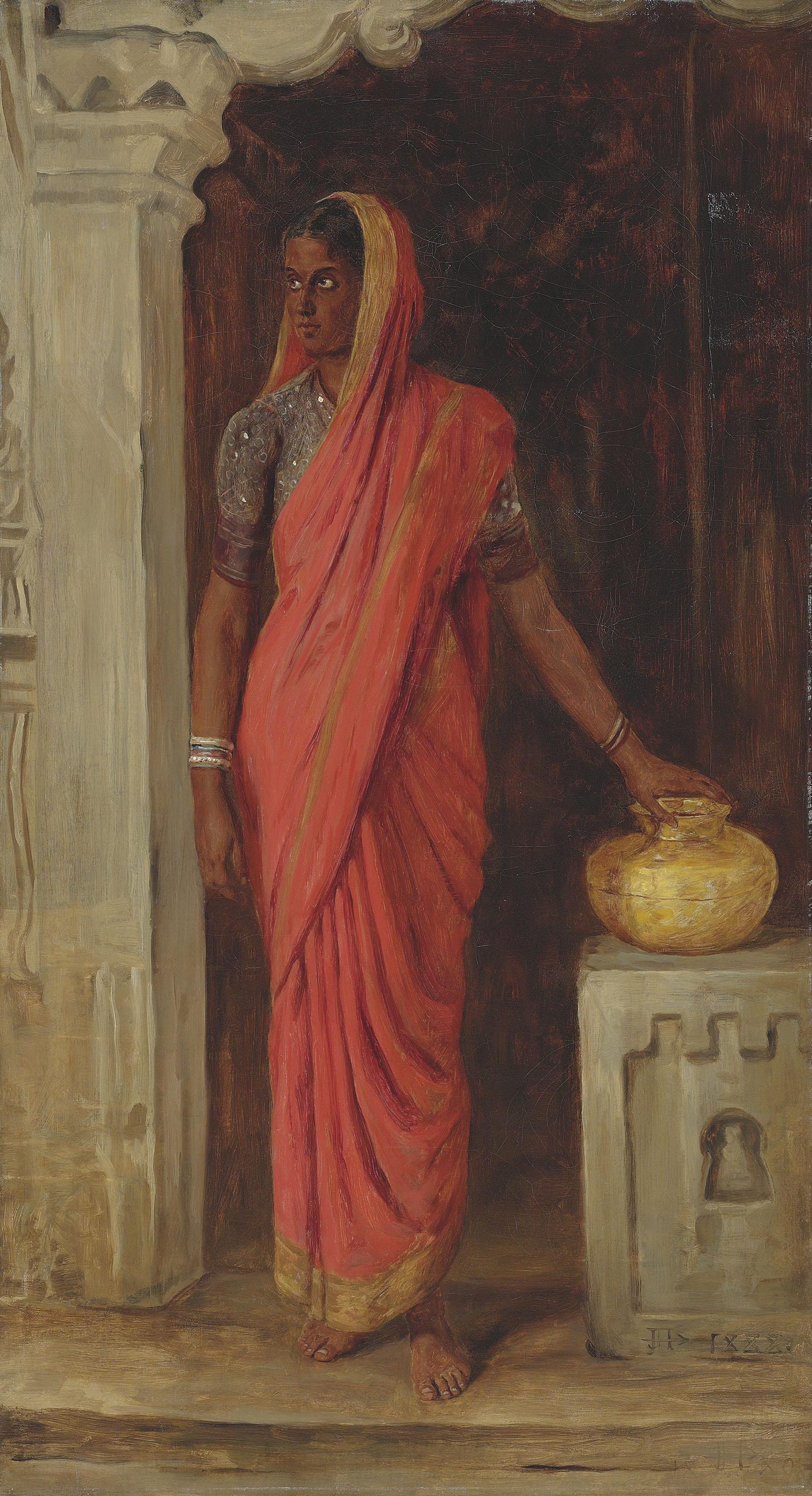 James Archer - An Indian woman wearing a red sari