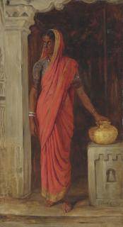 James Archer - An Indian woman wearing a red sari