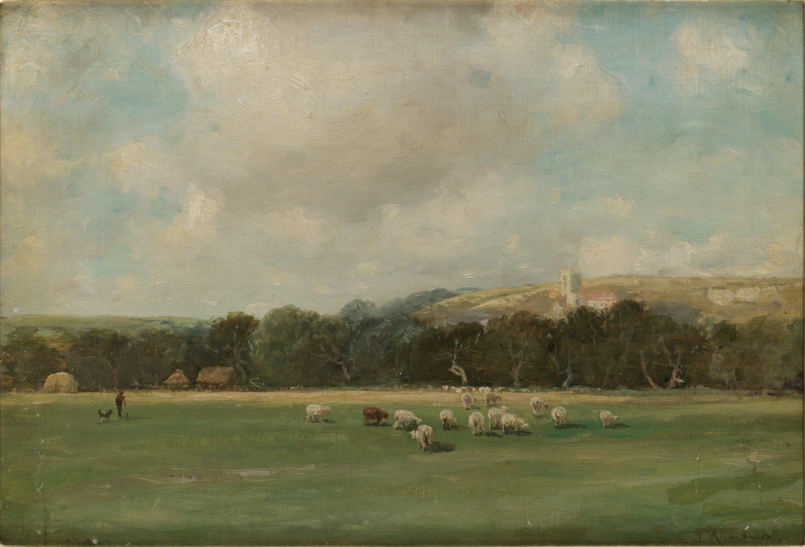 james Aumonier - Landskap med fårhjord