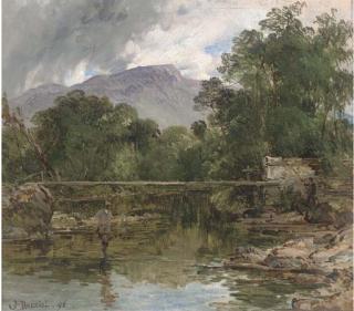 James B. Dalziel - Anglers In A River Landscape