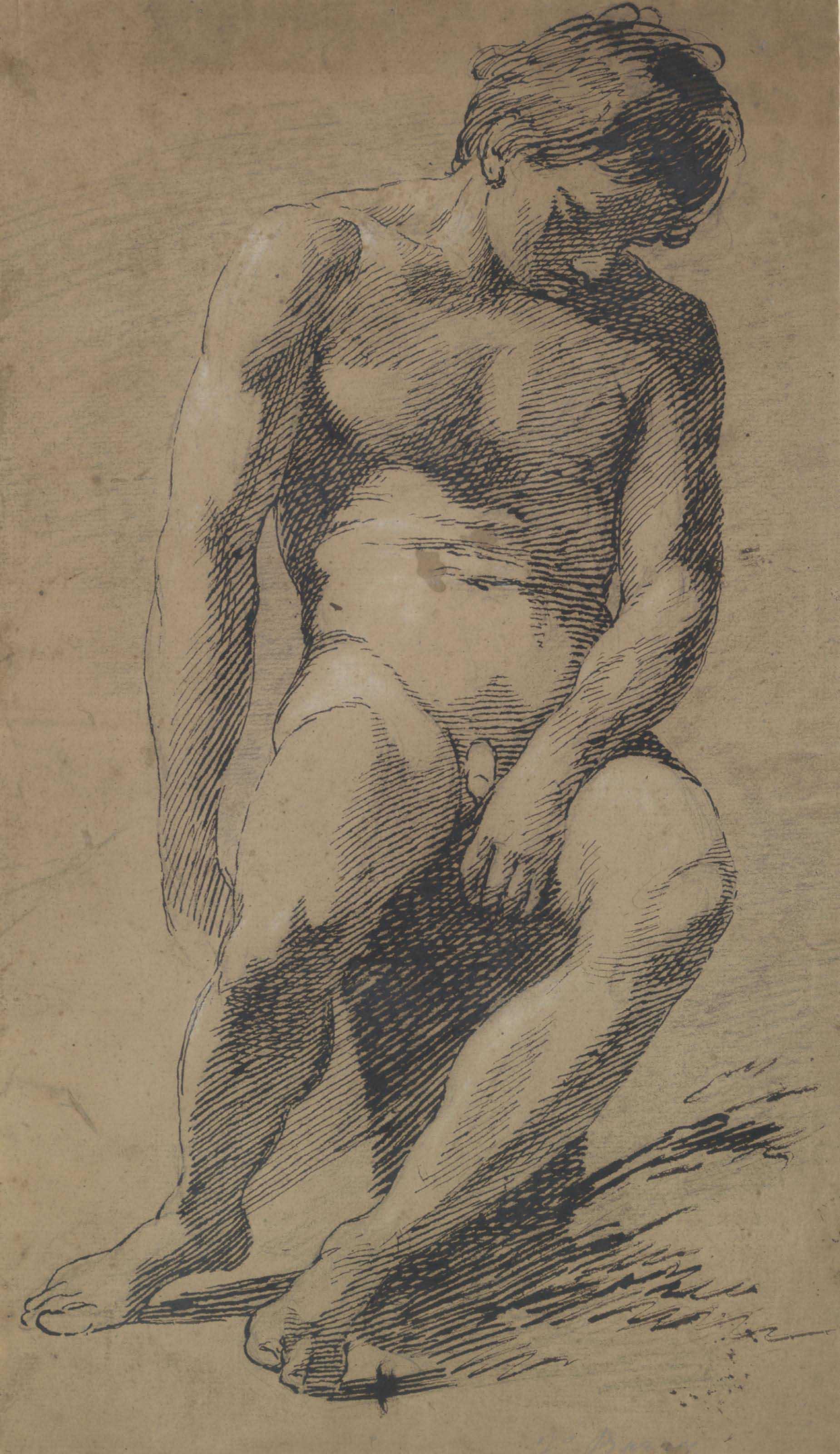 James Barry, R.A. - Seated male nude