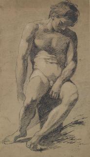 James Barry, R.A. - Seated male nude