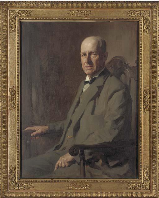 James Bell Anderson, R.S.A. - Portrait of A Gentleman, Seated Three-Quarter-Length, In A Green Suit