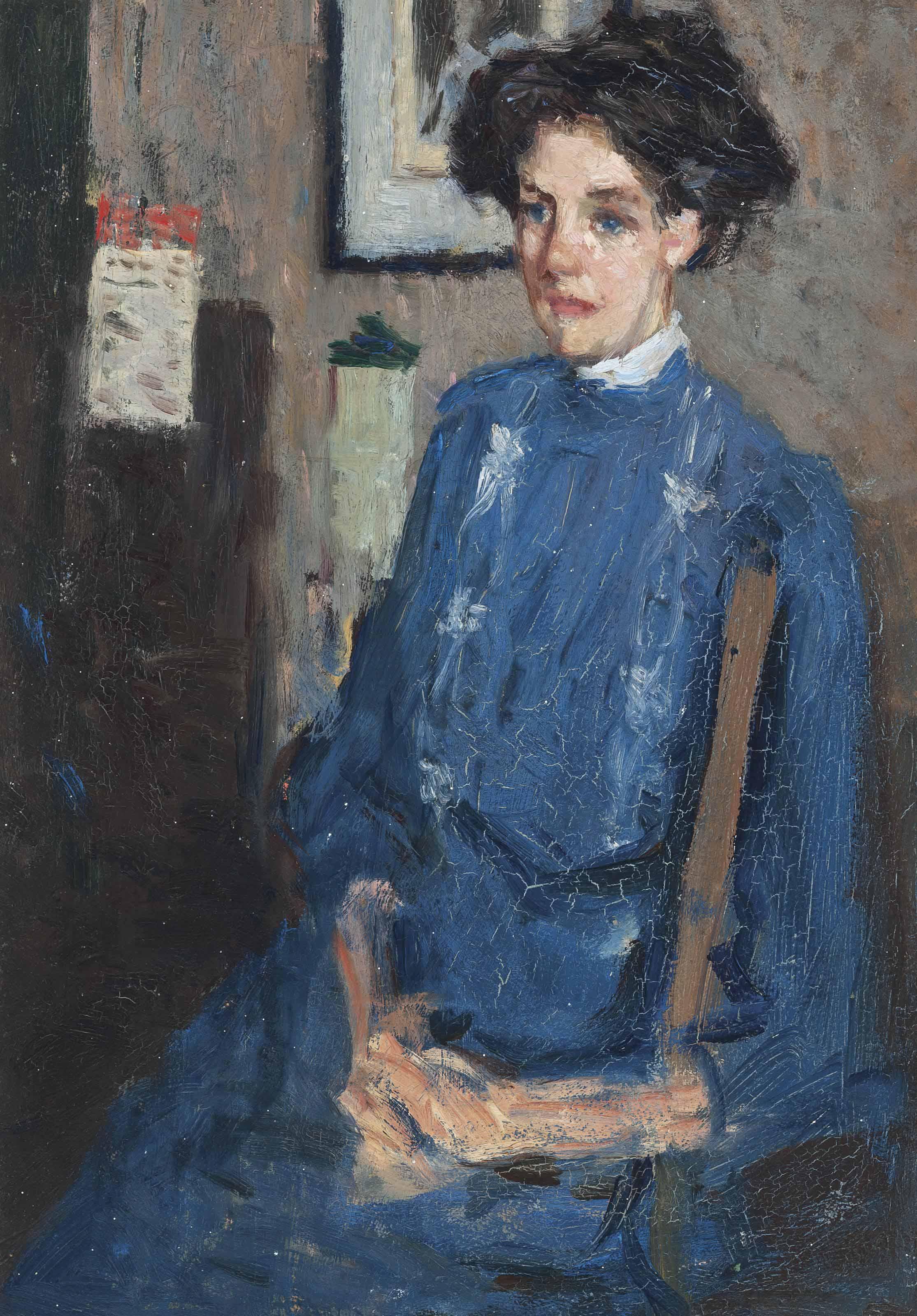 James Bolivar Manson - Portrait Of A Seated Lady In A Blue Dress
