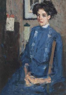 James Bolivar Manson - Portrait Of A Seated Lady In A Blue Dress