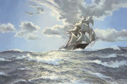 James Brereton - Speeding home, the Black Prince in full sail