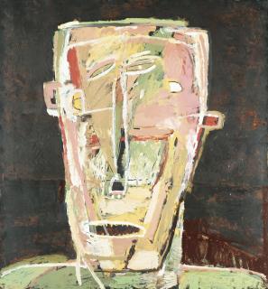 James Brown - Copper Head Isigned, Dated And Titled 1985 N.Y.C. On The Reverse; Enamel On Copper Plate Mounted On Wood.