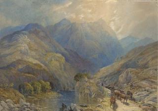 James Burrell Smith - Cows in a mountainous landscape