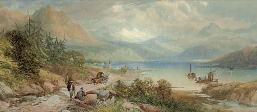 James Burrell Smith - Peasants Conversing On The Edge of Lake Como