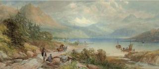 James Burrell Smith - Peasants Conversing On The Edge of Lake Como