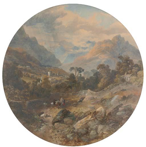 James Burrell Smith - The village of Grasmere with the Lion and Lamb Crag in the distance (illustrated); Ullswater; Melrose Abbey and the river Tweed; and Goody Bridge, Westmoreland