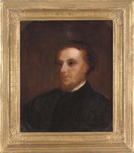 James Butler Brenan - Portrait of a pastor, bust-length, in a black coat and collar