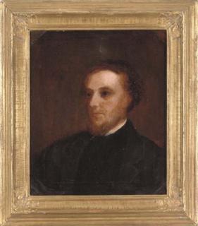 James Butler Brenan - Portrait of a pastor, bust-length, in a black coat and collar