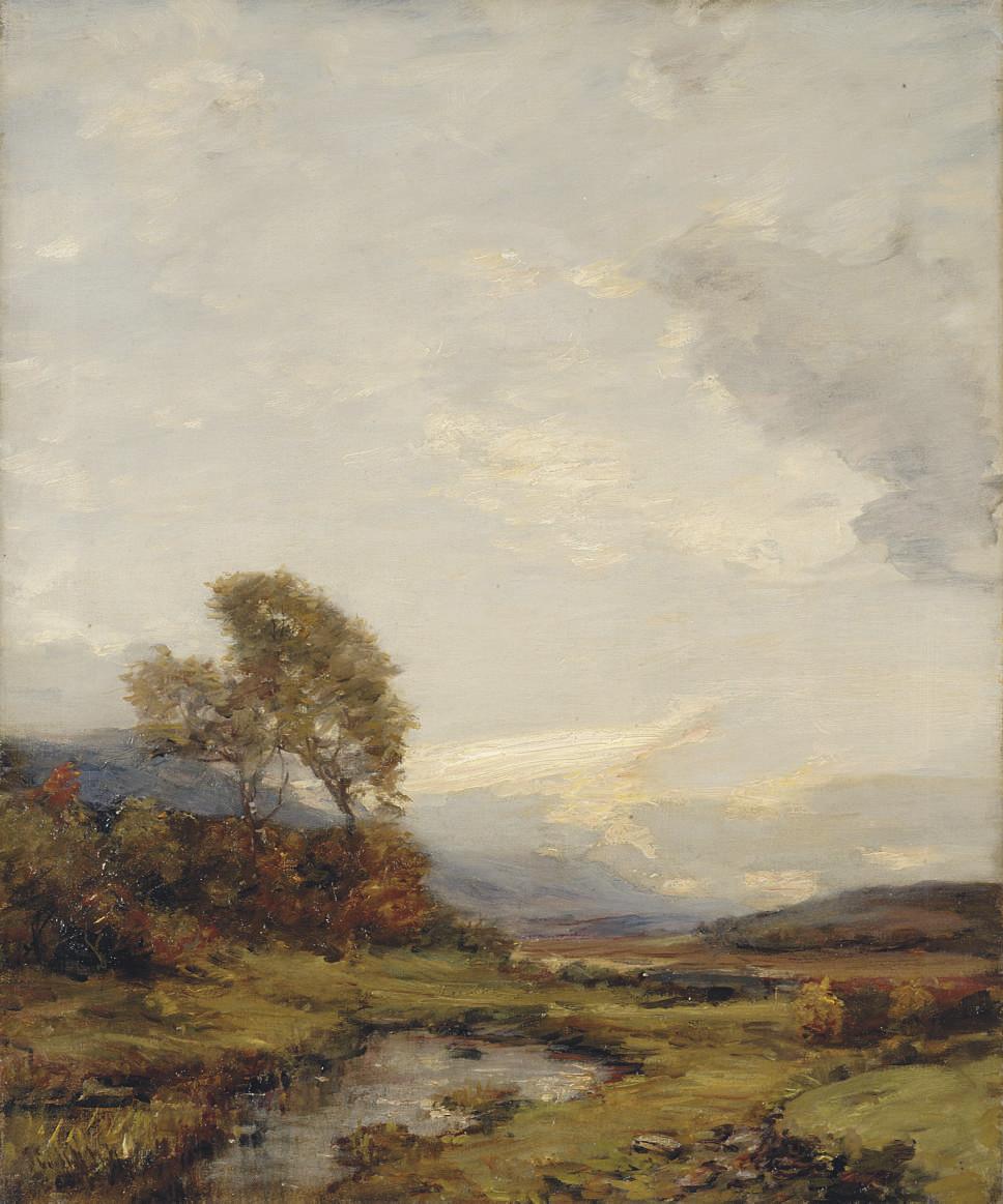 James Campbell Noble, R.S.A. - Across the highlands, sunset