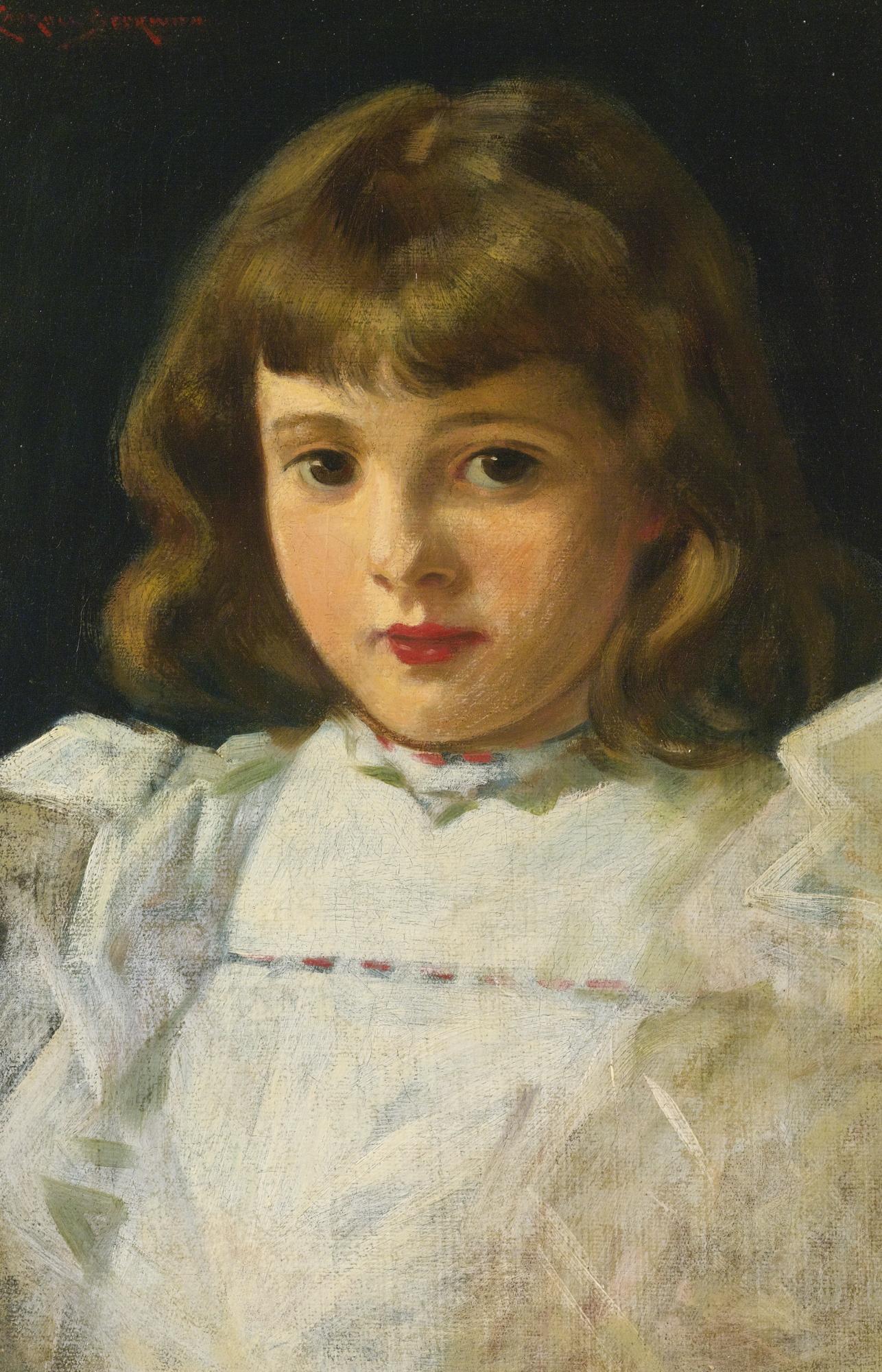 James Carroll Beckwith - Portrait Of A Young Girl