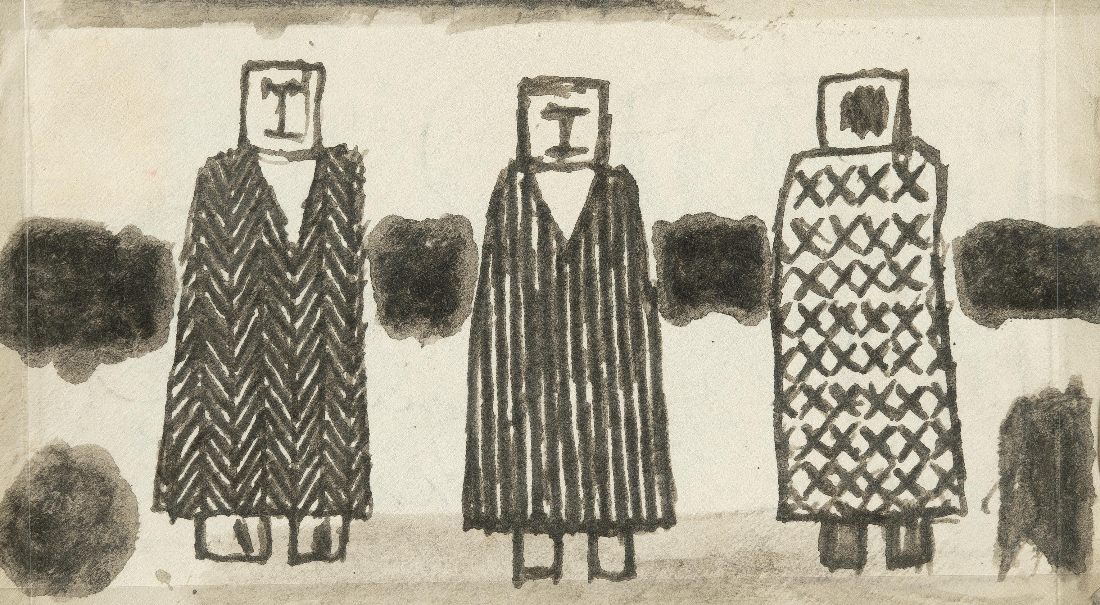 James Castle - Recto/Verso: Untitled (two-sided drawing, figures)