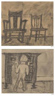 James Castle - Untitled (chairs/ figure with drawers), double sided
