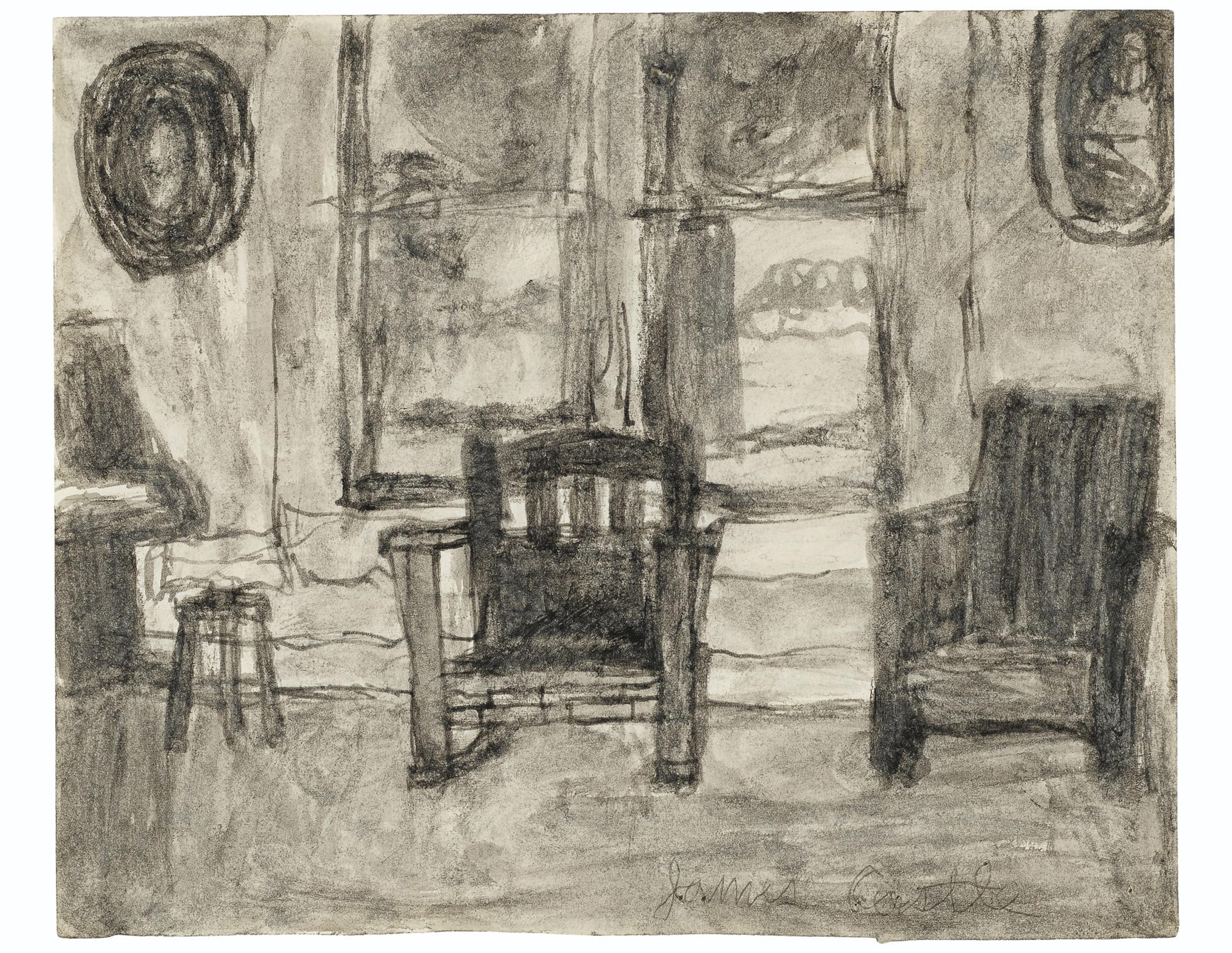 James Castle - Untitled (Interior with Two Chairs)