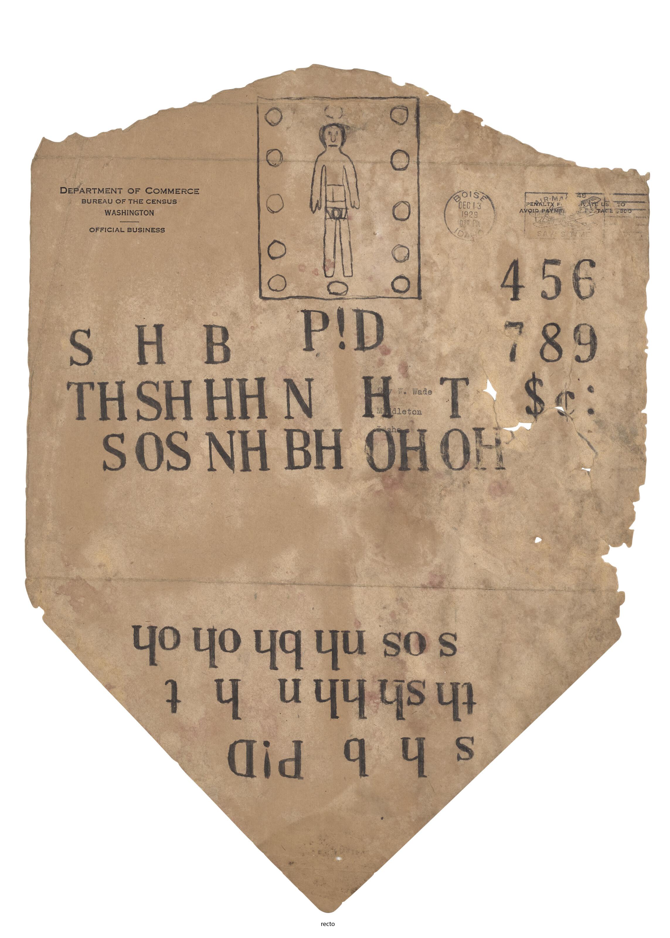 James Castle - Untitled (P!D / SED), double-sided