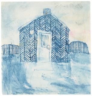 James Castle - Untitled (Patterned Blue House)