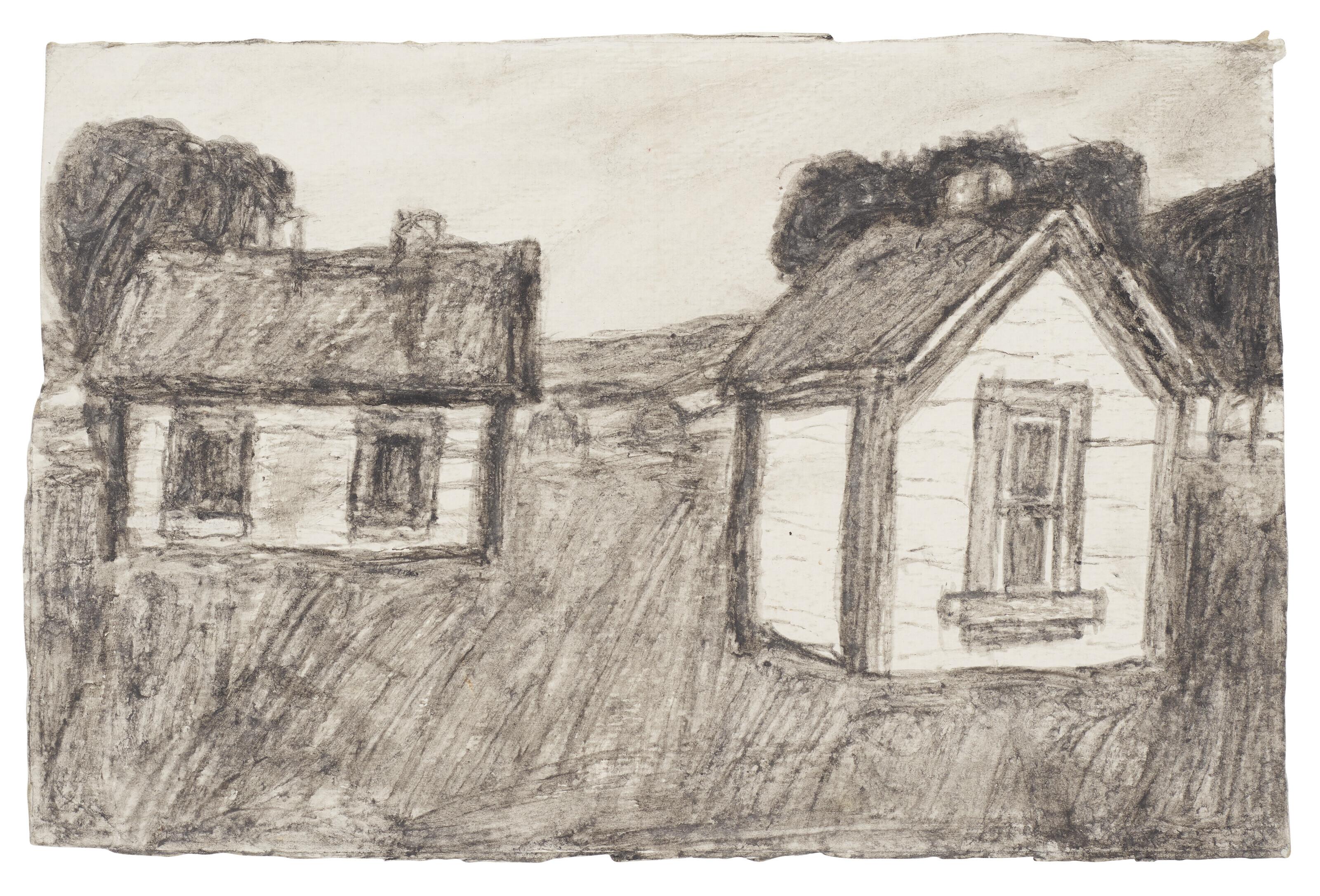 James Castle - Untitled (Two Buildings), double-sided