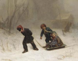 James Crawford Thom - Returning from the wood in winter