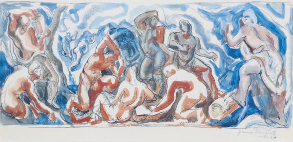James Daugherty - The Bathers - a study for a mural (recto and verso)