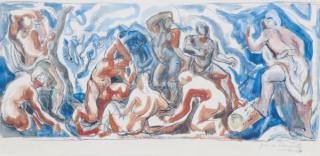 James Daugherty - The Bathers - a study for a mural (recto and verso)