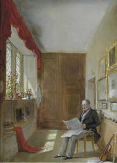 James Digman Wingfield - A Gentleman reading in an interior