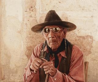 James E. Bama - Francis Setting Eagle - Oldest Living Arapahoe, Wind River Reservation, Wyoming