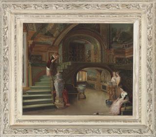 James Eckford Lauder - Elegant figures in the Palazzo Borghese, Florence