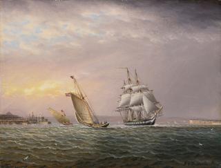 James Edward Buttersworth - American Ship In The Tagus River Off Belem Tower