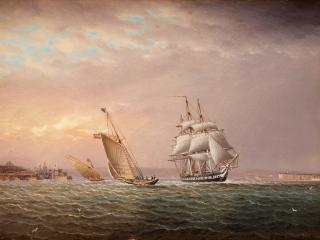 James Edward Buttersworth - American ships by the coast