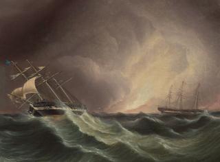 James Edward Buttersworth - American Ships in a Storm