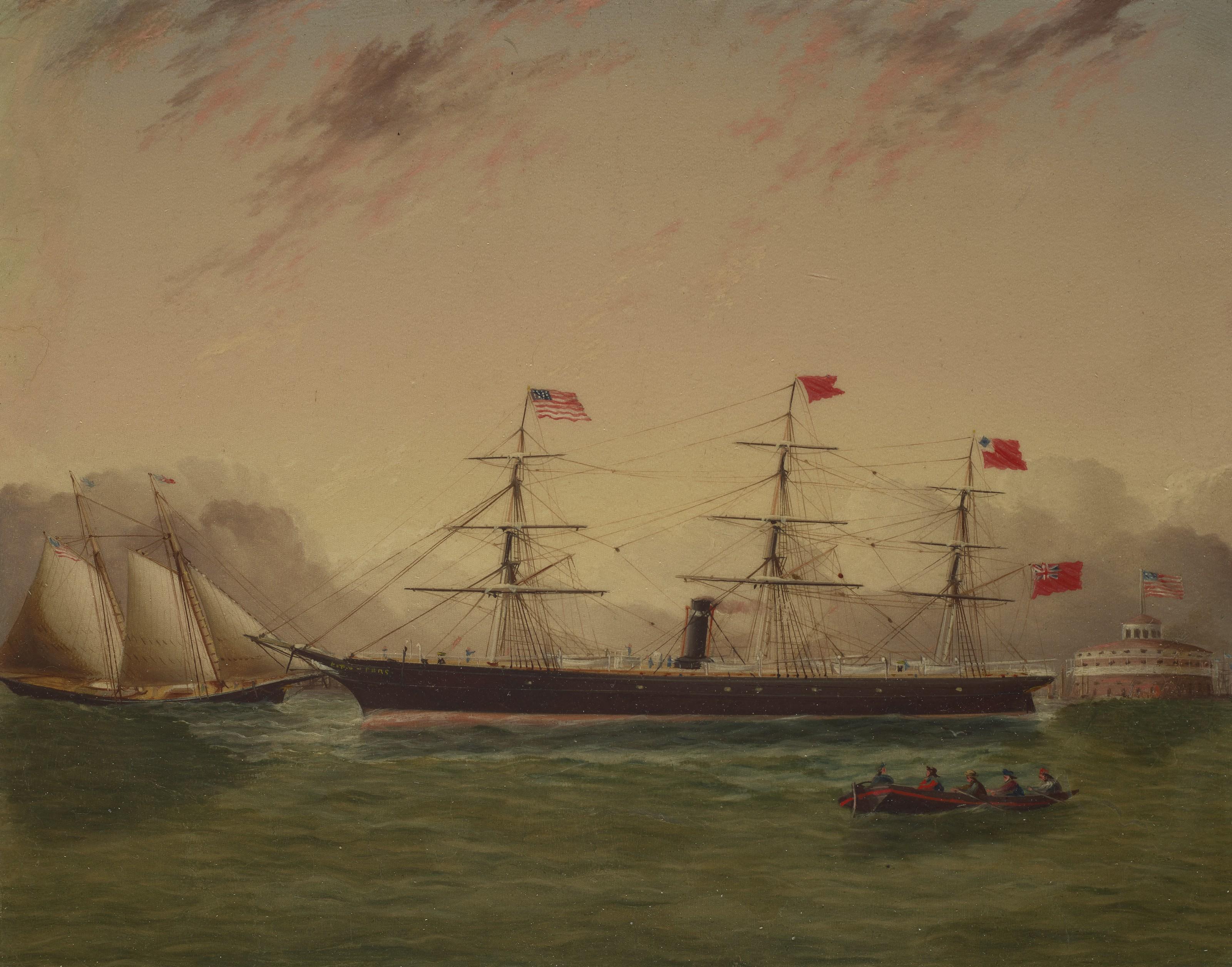 James Edward Buttersworth - British Steam Clipper Off Castle Garden, New York Harbor