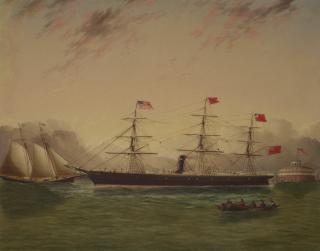 James Edward Buttersworth - British Steam Clipper Off Castle Garden, New York Harbor