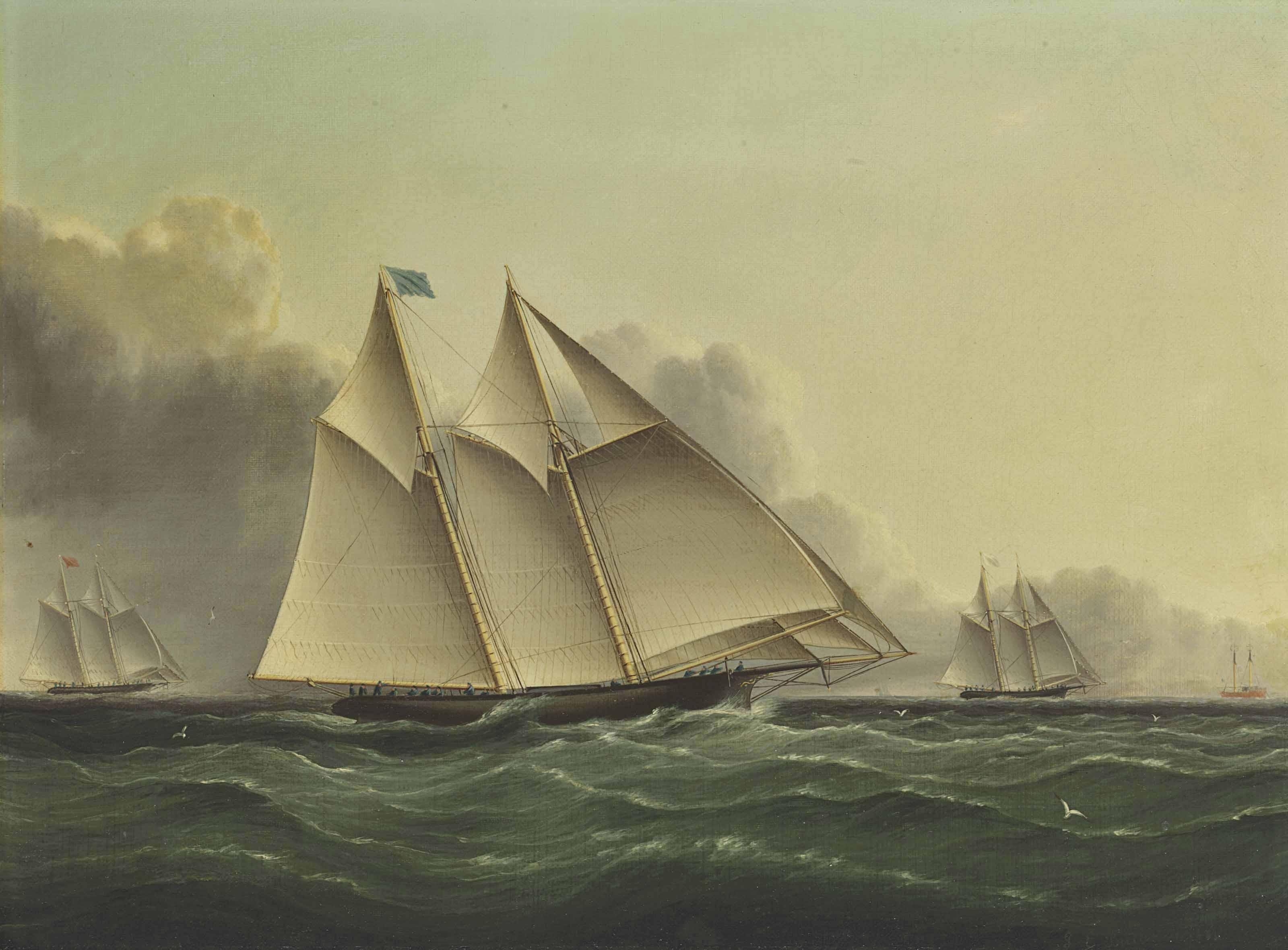 James Edward Buttersworth - Henrietta, Fleetwing & Vesta (Great Ocean Yacht Race)