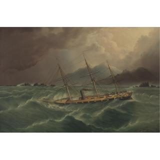 James Edward Buttersworth - Packet Ship In A Storm At Tierra Del Fuego