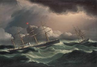 James Edward Buttersworth - The White Star liner  Baltic  picking up the 26 crew of the waterlogged and foundering sailing ship  Oriental  in the North Atlantic, 18 November 1875