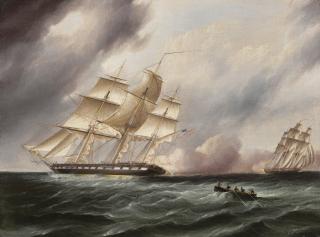 James Edward Buttersworth - U.S. Frigate in a Naval Engagement