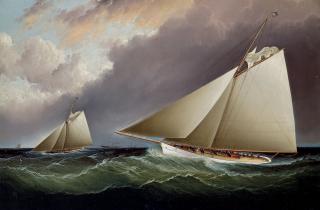 James Edward Buttersworth - Volunteer And Thistle Off New York Harbor, America\'S Cup 1887