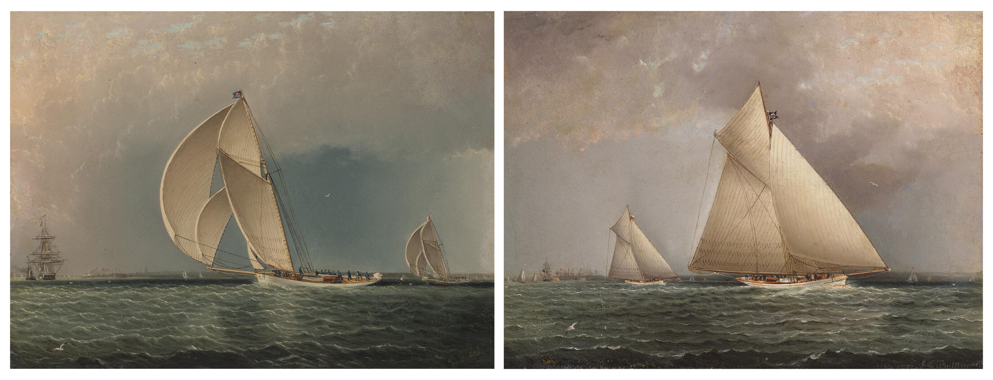 James Edward Buttersworth - Volunteer vs Mayflower: A Pair of Works