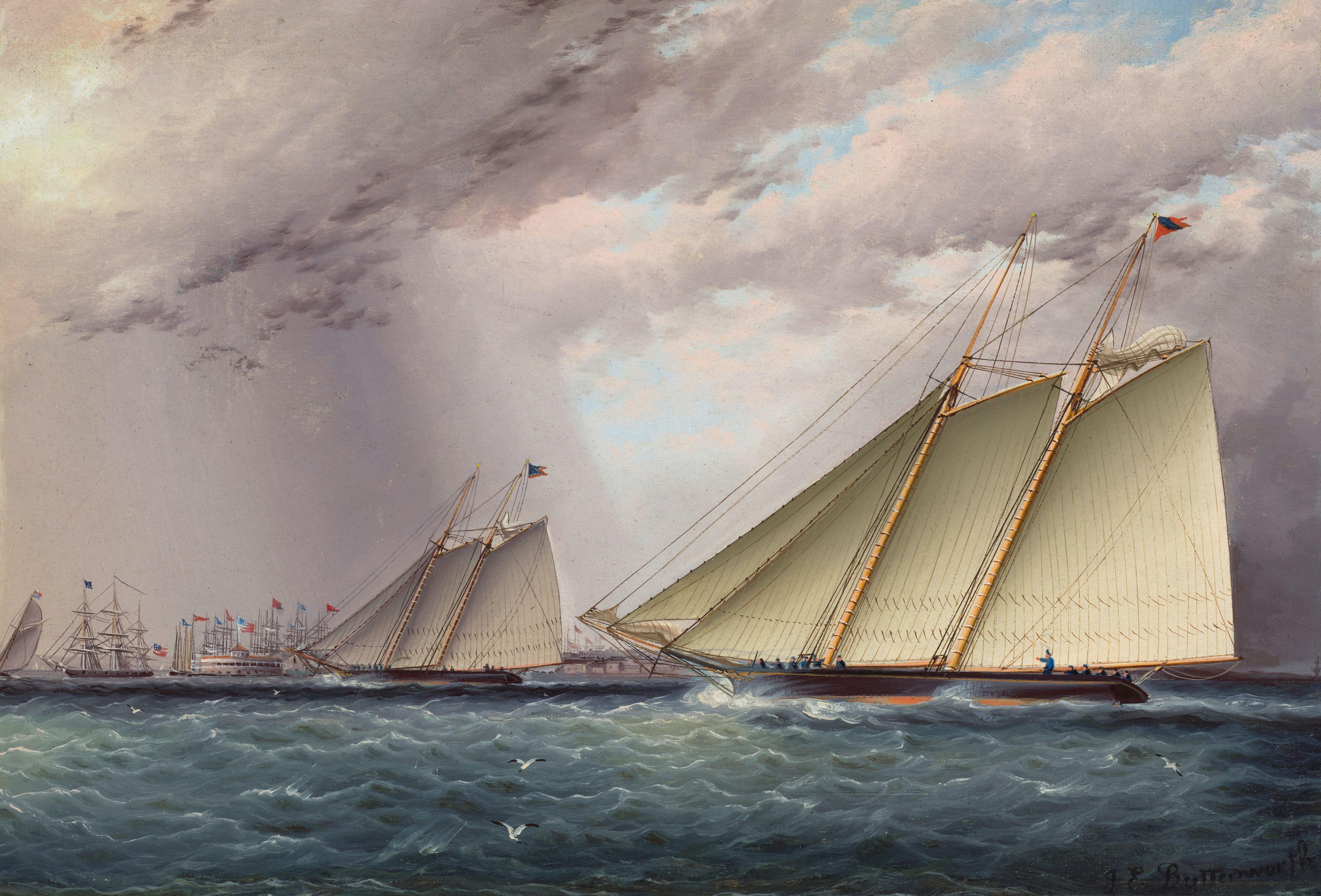James Edward Buttersworth - West of New York Harbor