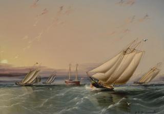 James Edward Buttersworth - Yacht Race In N.Y. Bay (Yachts Rounding The Sandy Hook Lighthouse) 