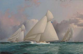 James Edward Buttersworth - Yacht \'Sappho\' Beating To Windward