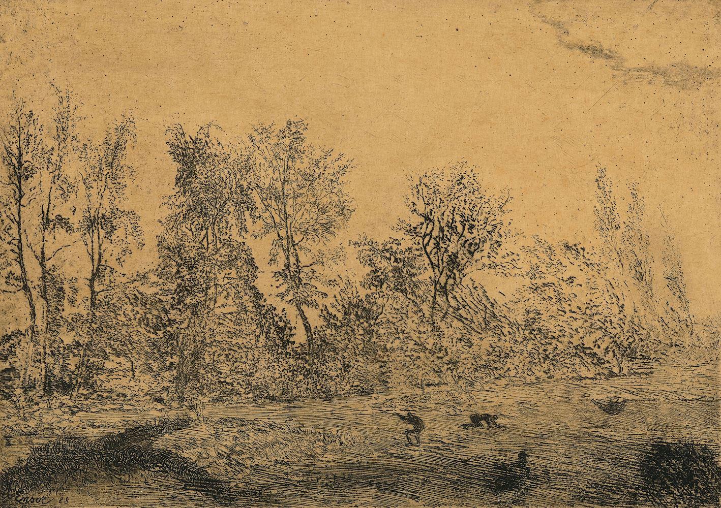 James Ensor - Coup de vent à la lisière. 1888.