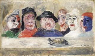 James Ensor - Masques regardant une tortue