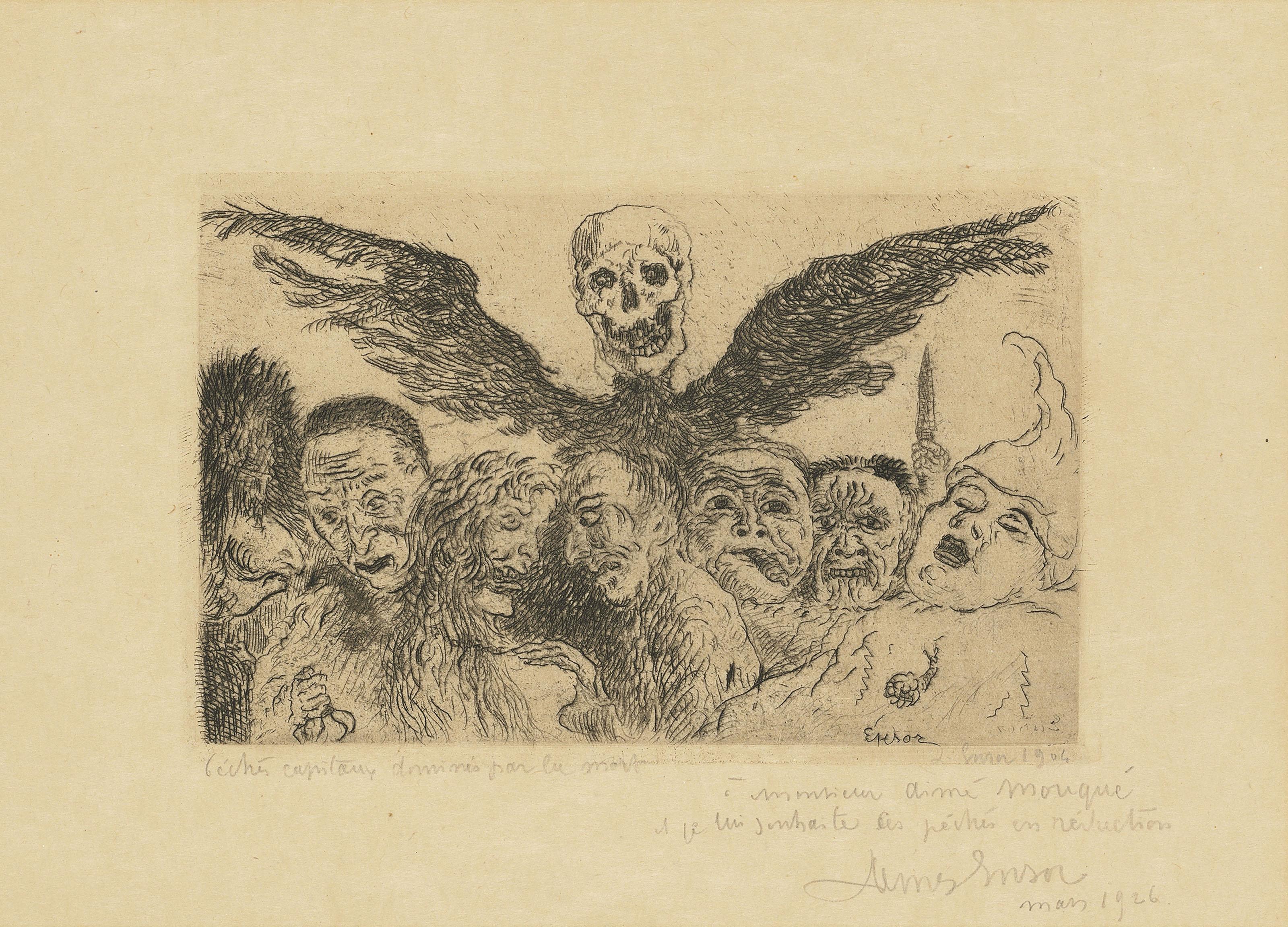 James Ensor - Péchés Capitaux dominés par la Mort, from: Les Sept Péchés Capitaux (The Deadly Sins dominated by Death, from: The Seven Deadly Sins)