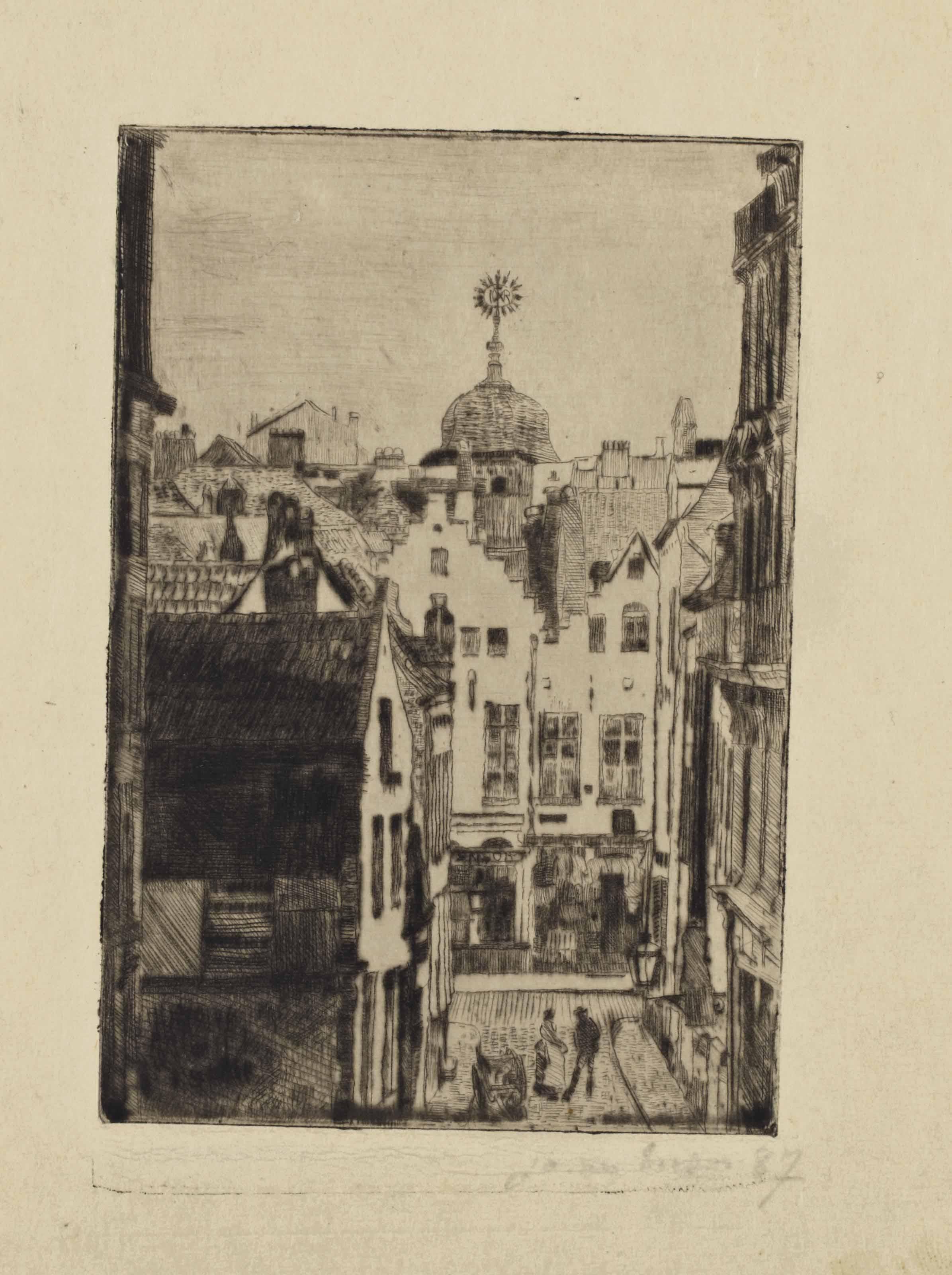 James Ensor - Rue Du Bon-Secours, À Bruxelles (Rue Du Bon-Secours, Brussels) (D., Cr., T., E. 17)