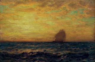 James Gale Tyler - A ship at sunset